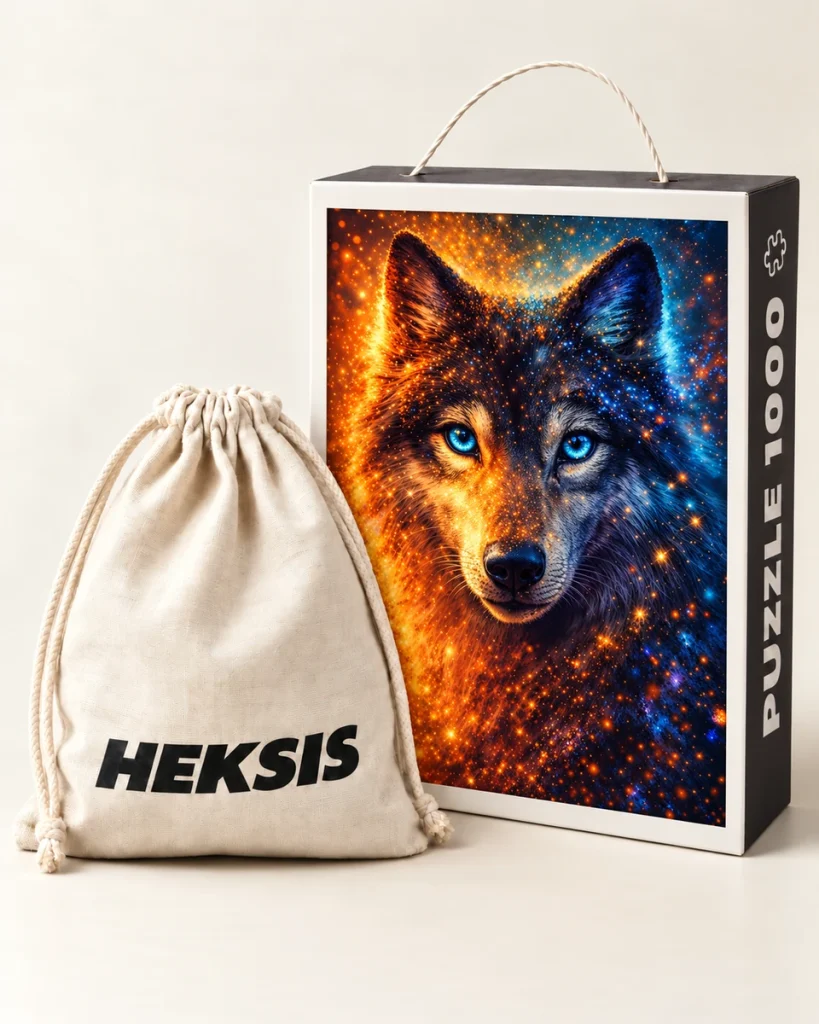 Fenrir — Cutie de cadou cu mâner din hârtie și săculeț din bumbac incluse